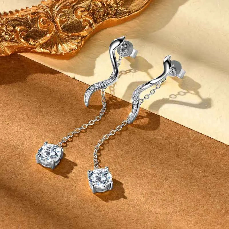 Moissanite Star Tassel Earrings – 925 Sterling Silver Certified Drop Dangle Jewelry | Melisande