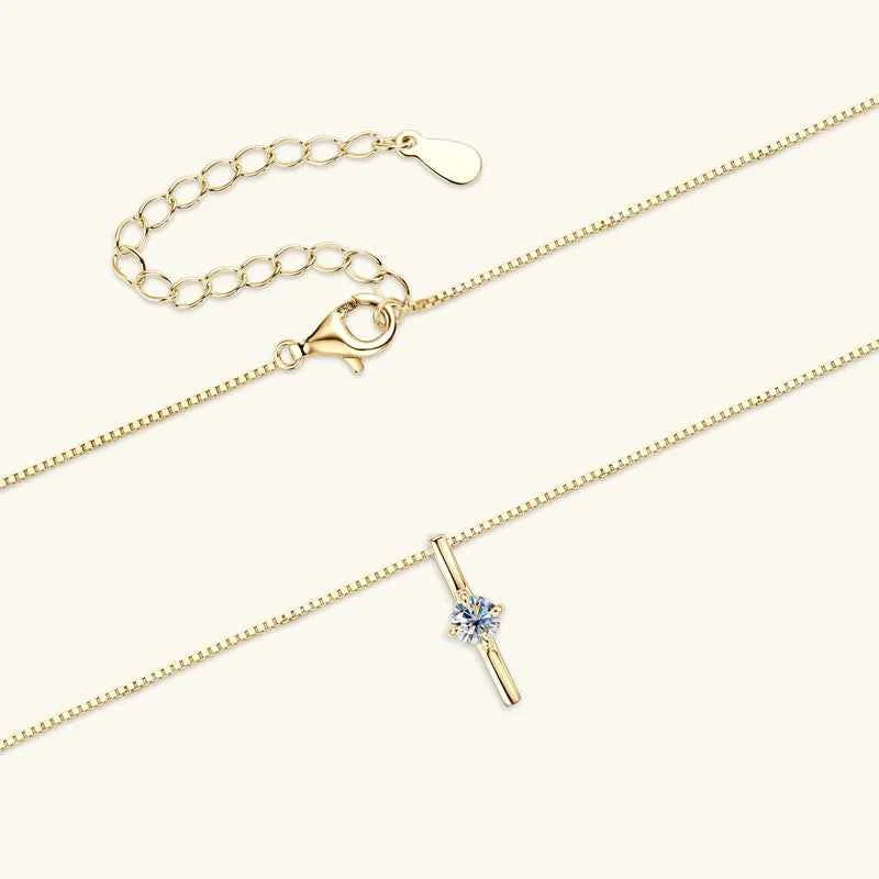 Anziw 4mm 0.30ct D Moissanite Dash Pendant Necklace for Women 925 Silver Adjustable Chain Fashion Simple Jewelry 2025 New Gift