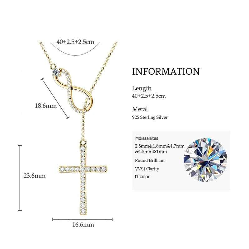 6.5mm 1.0ct D Moissanite Heart Pendant Y Shaped Infinity Necklace for Women 925 Silver Anniversary Wedding Jewelry Gift 2025 New