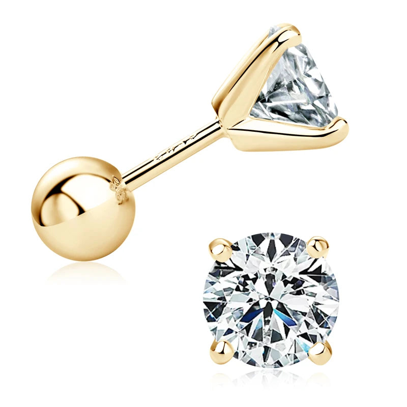 2.0ctw D Color Moissanite Stud Earrings – 925 Sterling Silver Ball Screw Back Unisex Fine Jewelry | Melisande