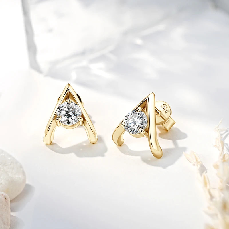 5mm D Color Moissanit5mm D Color Moissanite Triangle Earrings – 925 Sterling Silver 0.5ct Round-Cut Stud Jewelry for Women | Melisande