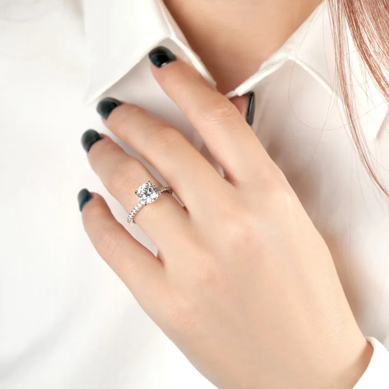 Moissanite Solitaire Ring – 925 Sterling Silver 2.0ct Certified Women’s Wedding & Promise Jewelry | Melisande