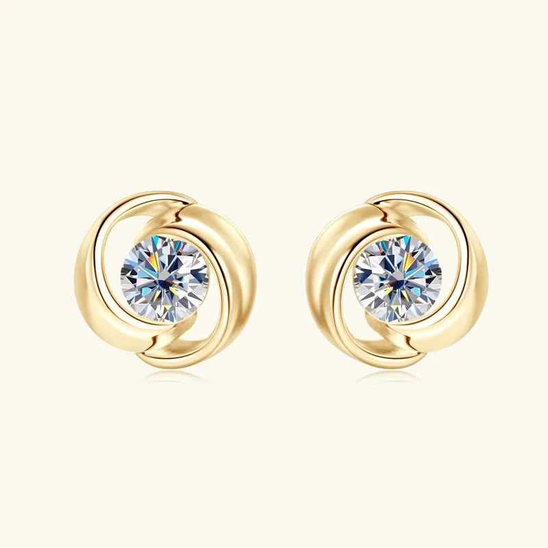 5mm 0.5ct D Color Moissanite Flower Stud Earrings, 14K Gold Plated 925 Sterling Silver – Unisex Design – Melisande