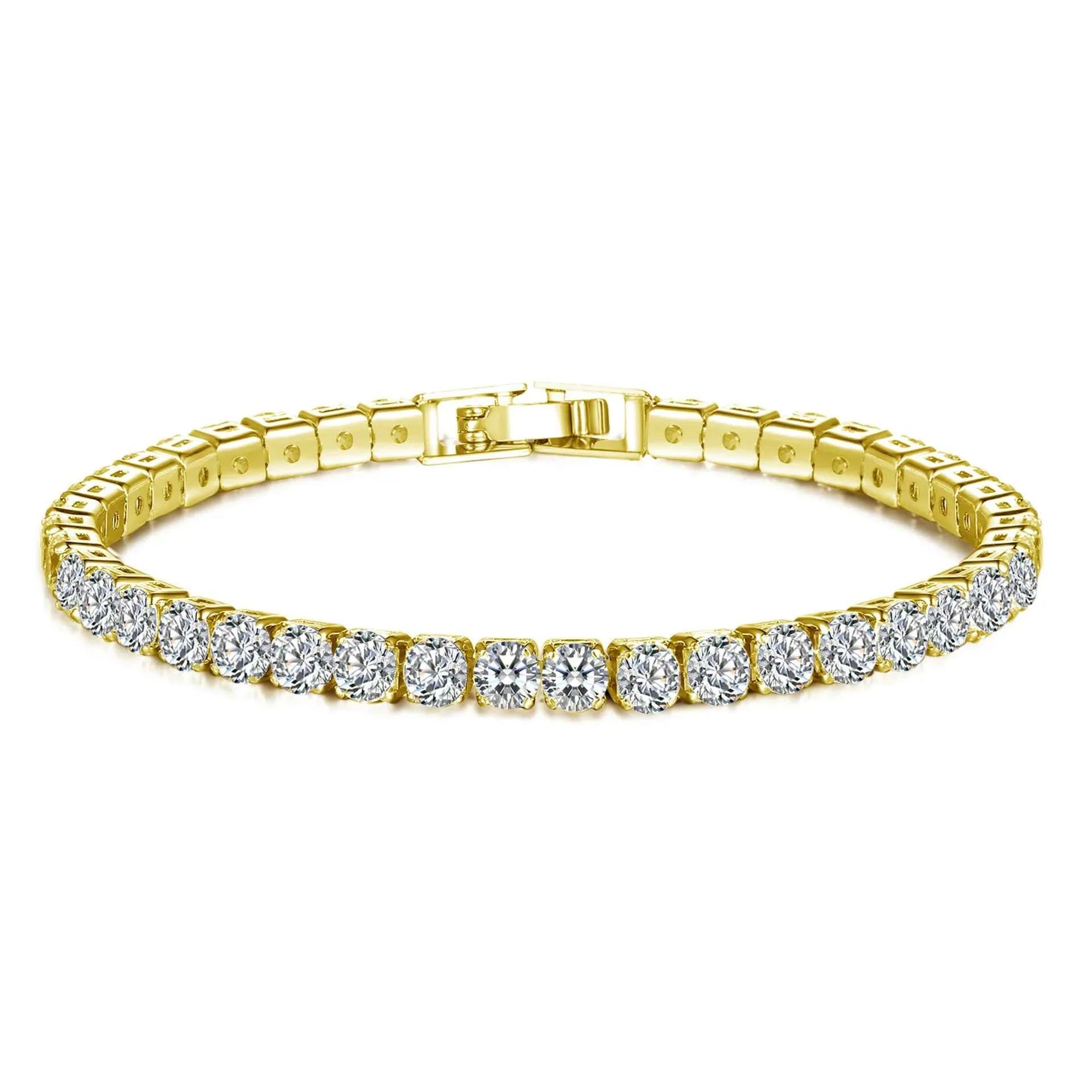 Anziw 3mm D Color VVS1 Moissanite Bracelet Original Certified 925 Silver Tennis Bracelets 18k Gold Plated for Women Man Jewelry