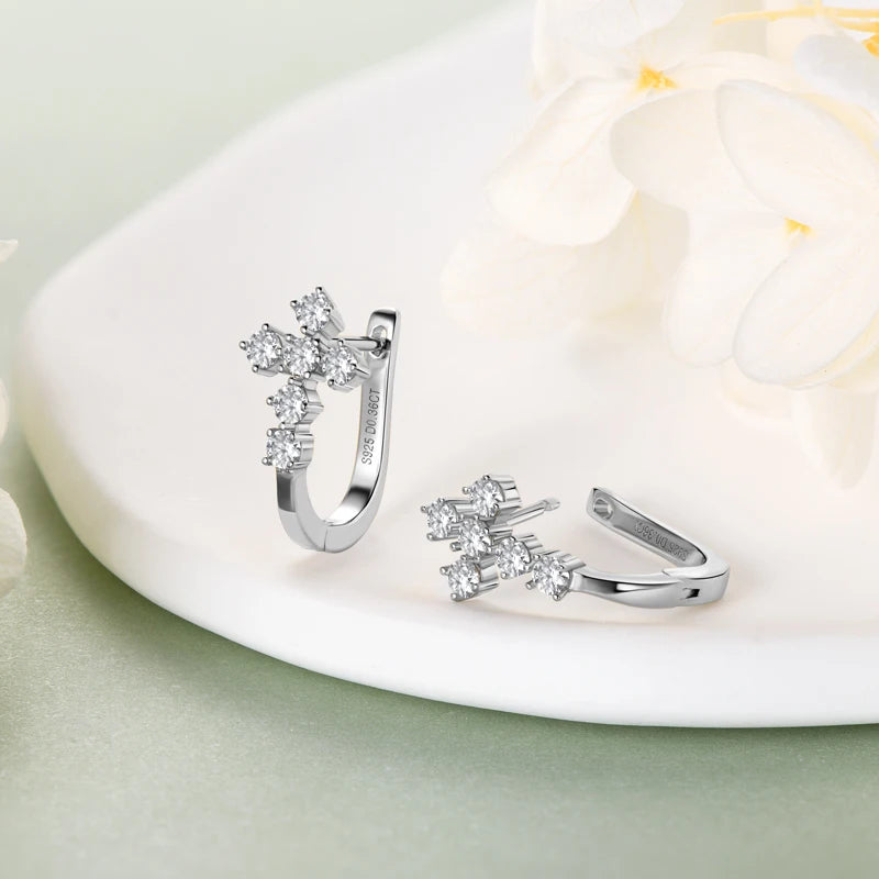Cross Moissanite Hoop Earrings – 925 Sterling Silver – 2.5mm Certified Stones – Unisex Faith-Inspired Fine Jewelry | Melisande