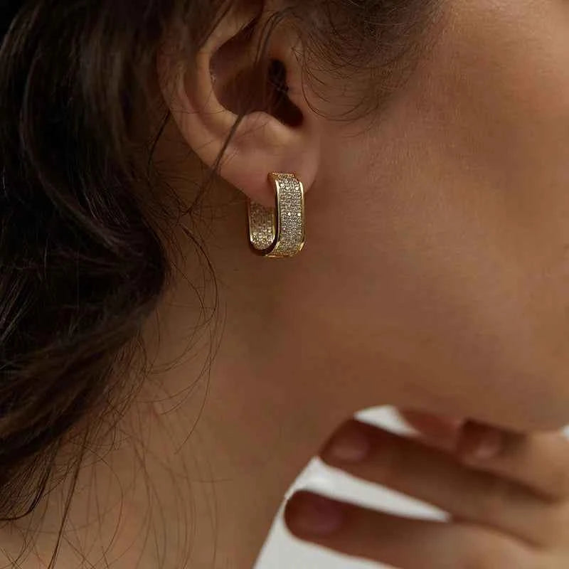 Moissanite Square Hoop Earrings – 925 Sterling Silver Certified Women’s Jewelry | Melisande