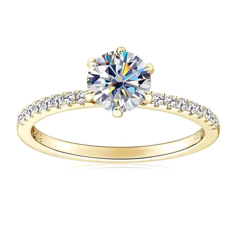 Moissanite Solitaire Ring – 925 Sterling Silver 18K Gold Plated 2.0ct 8mm Engagement Band | Melisande