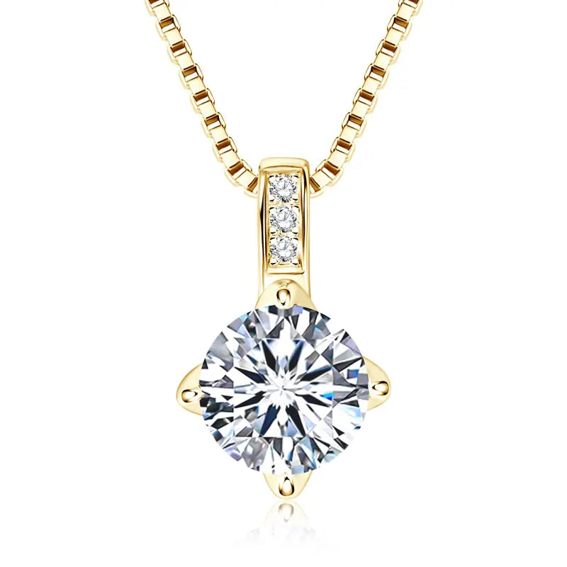 Sparkling D Color Moissanite Pendant Necklace, 1ct / 2ct / 3ct Stones, 925 Sterling Silver Adjustable Chain – Women’s Fine Jewelry – Melisande