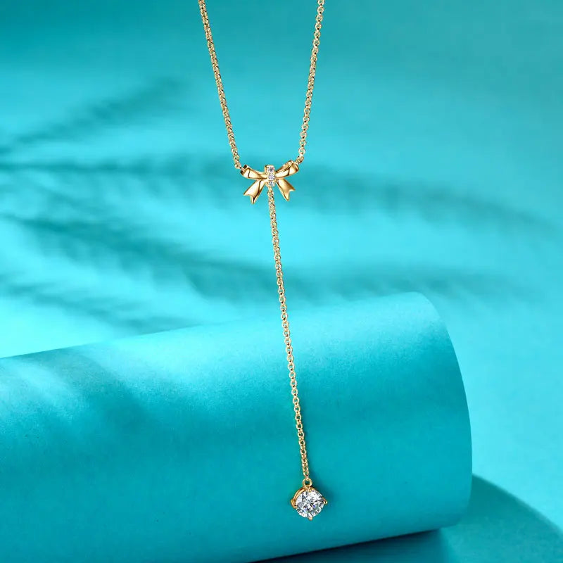 1ct Moissanite Butterfly Necklace – 925 Sterling Silver Y-Shaped Adjustable Pendant Jewelry for Women | Melisande