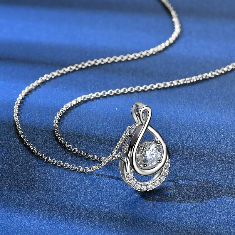 1.0ct Moissanite Infinity Pendant Necklace – Adjustable 925 Sterling Silver 6.5mm Certified Jewelry for Women | Melisande