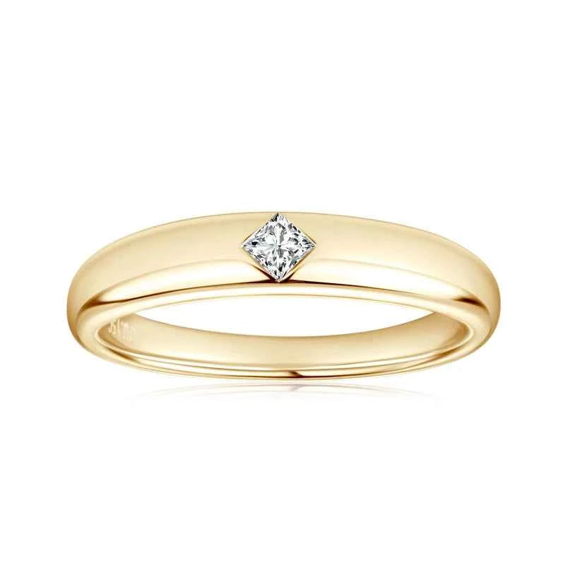 Moissanite Princess Cut Wedding Ring – 925 Sterling Silver 18K Gold Plated D Color GRA Certified | Melisande