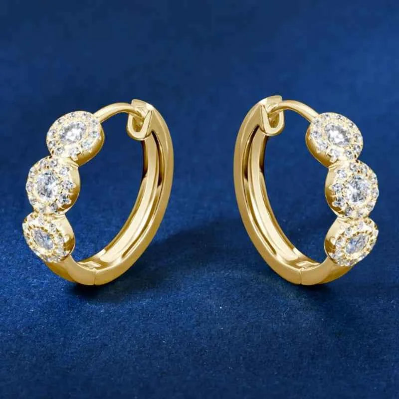 Solitaire 6.5mm 1.0ct Moissanite Hoop Earrings, Real 925 Sterling Silver – Melisande