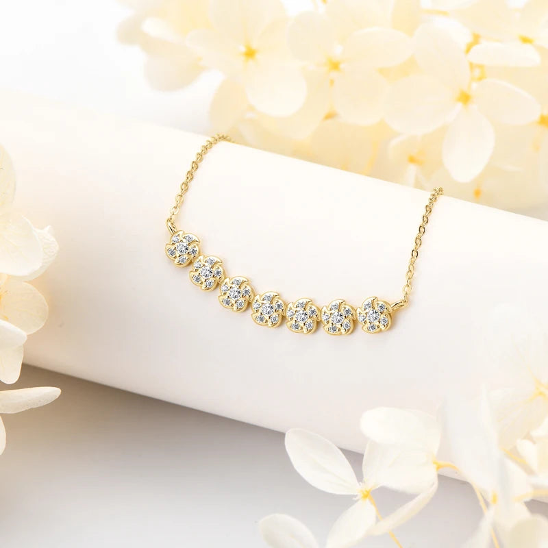 925 Sterling Silver Gerbera Flower Pendant Necklace, 2mm & 1.2mm Moissanite Stones, Fashion Jewelry – Melisande