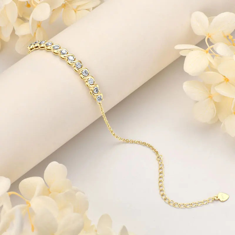 3mm D Color Moissanite Infinity Bracelet, 925 Sterling Silver Adjustable Chain – Melisande