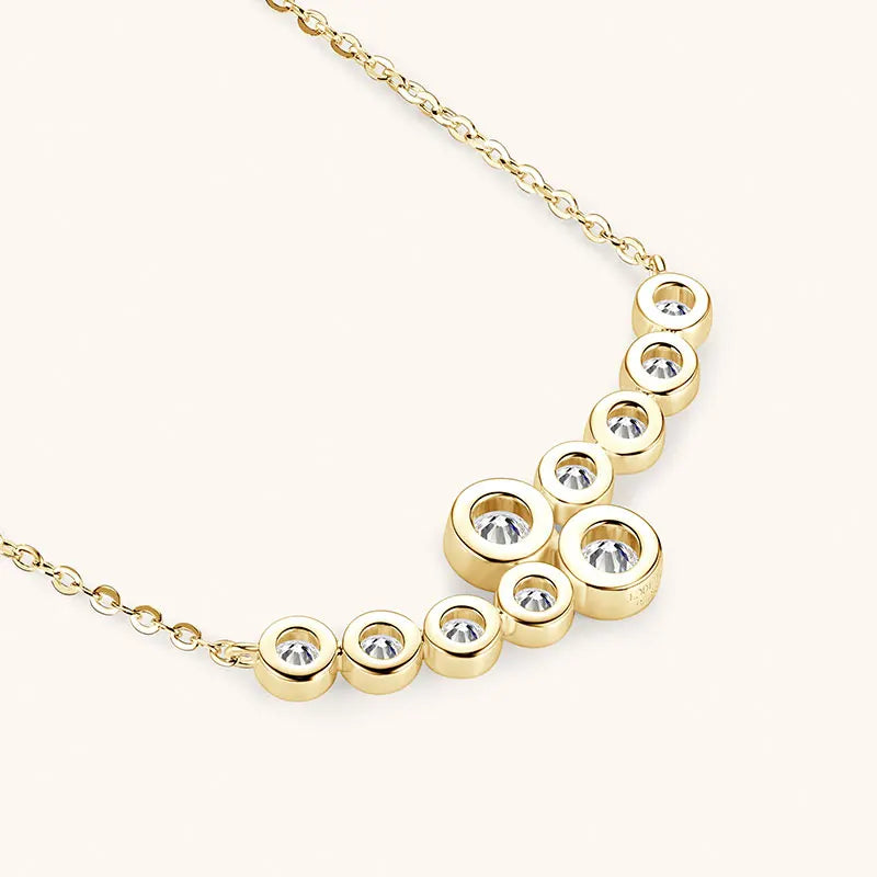 4mm & 3mm Bubble Moissanite Curved Pendant Necklace, 925 Sterling Silver French Collar Design – Women’s Fine Jewelry – Melisande
