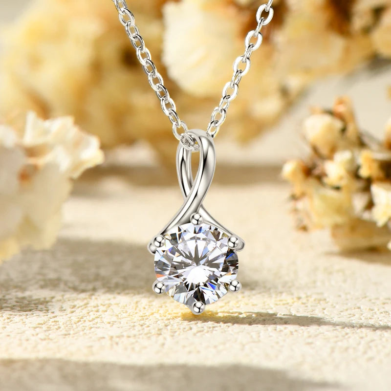 1ct Moissanite Infinity Pendant Necklace – 925 Sterling Silver Certified Drop Jewelry for Women | Melisande