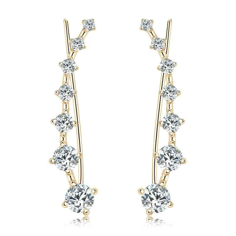 Moissanite Climber Earrings – 925 Sterling Silver 7-Star Crawler Black & White Jewelry | Melisande