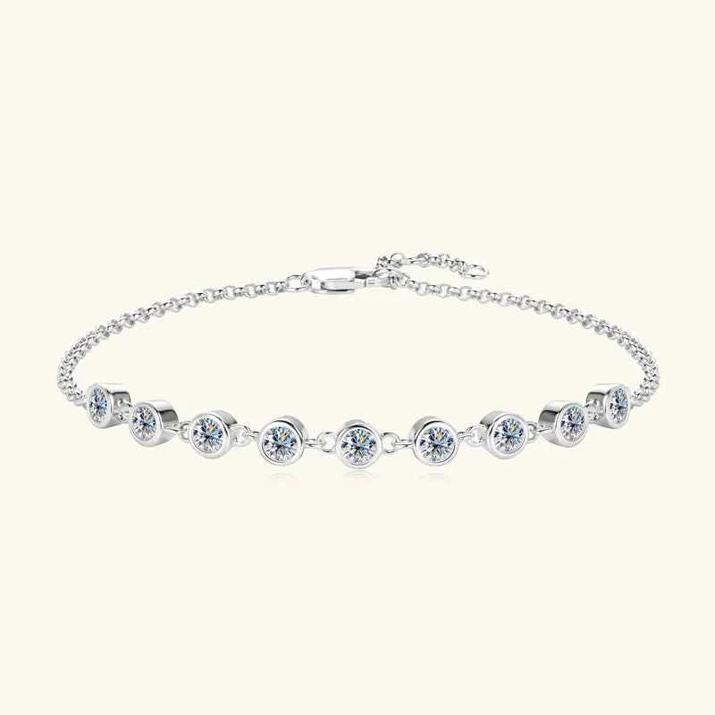 Moissanite Bubble Bracelet – 925 Sterling Silver 3mm D Color Bezel Round Cut | Melisande