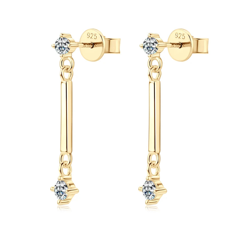 D Color Long Moissanite Drop Earrings – 925 Sterling Silver Piercing Stud Jewelry for Women | Melisande