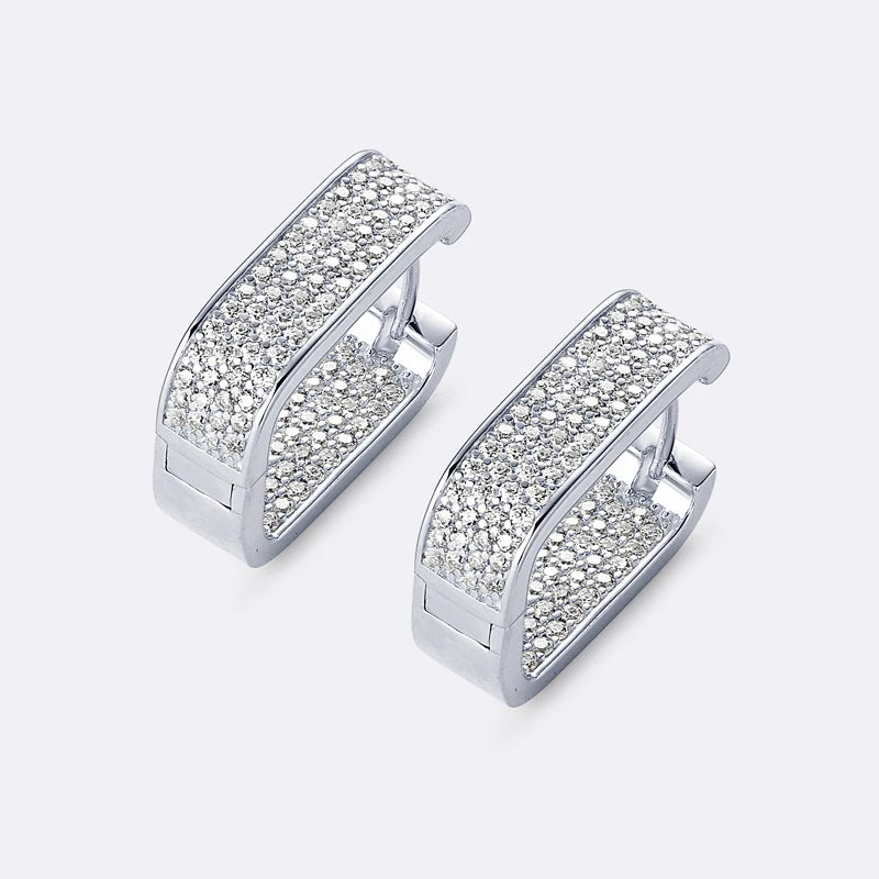 Square Moissanite Hoop Earrings – 925 Sterling Silver Full Round-Cut Piercing Jewelry | Melisande
