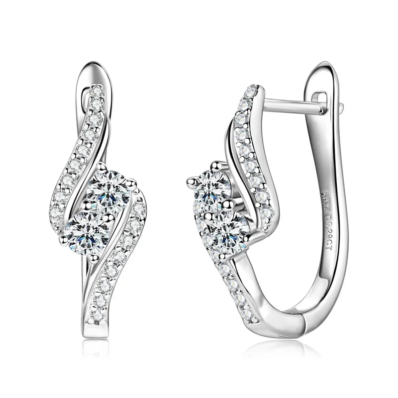 3mm D Moissanite Hoop Earrings – 925 Sterling Silver U-Shape Earrings | Melisande