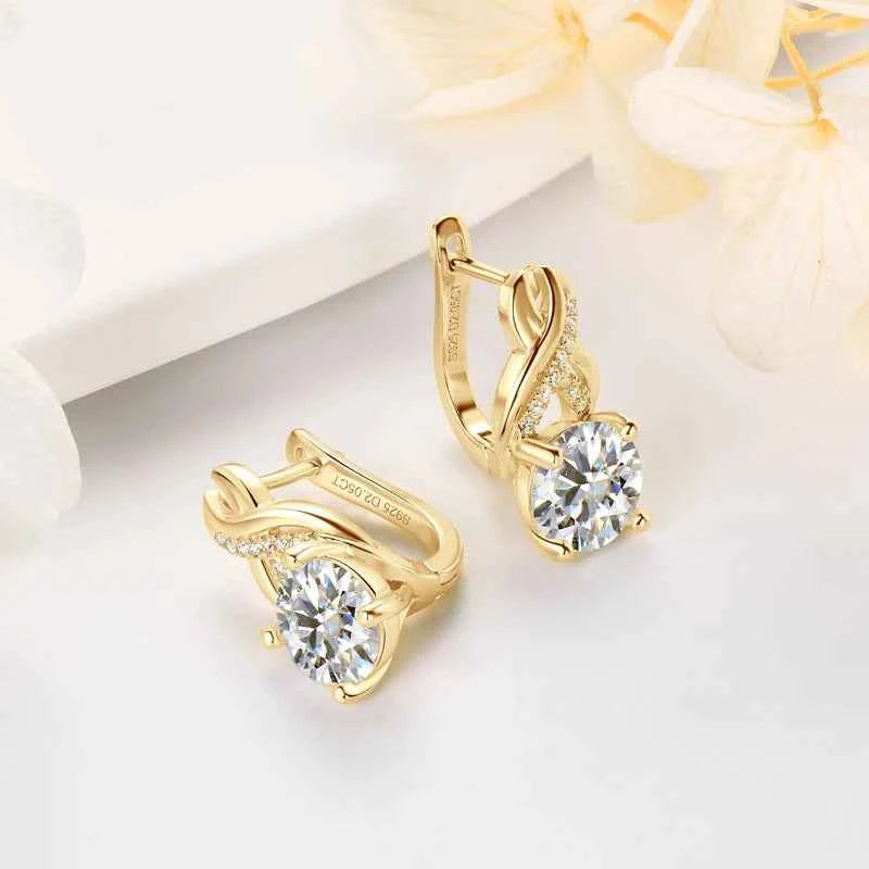 Moissanite Infinity Hoop Earrings – 925 Sterling Silver 4.10ctw Drop Wedding Jewelry | Melisande