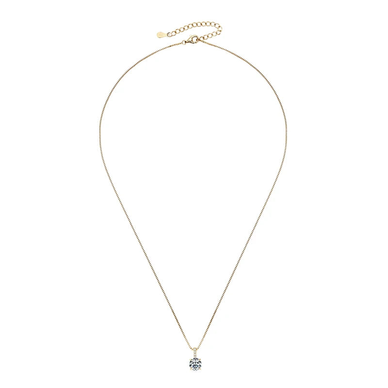 6.5mm 1ct Moissanite Pendant Necklace, 925 Sterling Silver Box Chain – Melisande