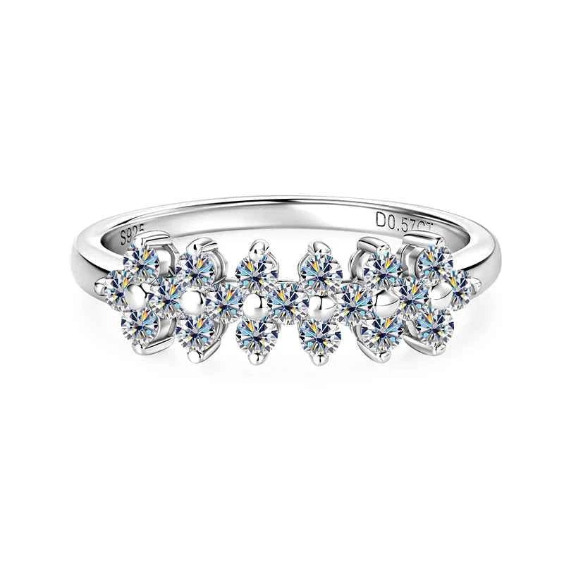 Moissanite Flower Eternity Ring – 925 Sterling Silver 2mm D Color Daily Wear Women’s Jewelry 2025 | Melisande
