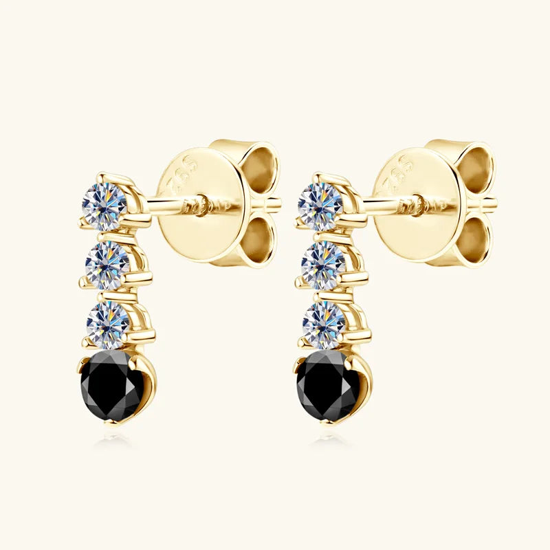 0.38cttw Black & White Moissanite Earrings – 925 Sterling Silver Drop Stud Jewelry | Melisande