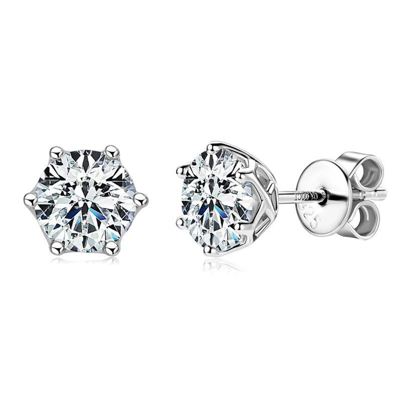 D Color 2ct Moissanite Stud Earrings – 925 Sterling Silver Unisex Piercing Jewelry (3–6.5mm Sizes) | Melisande
