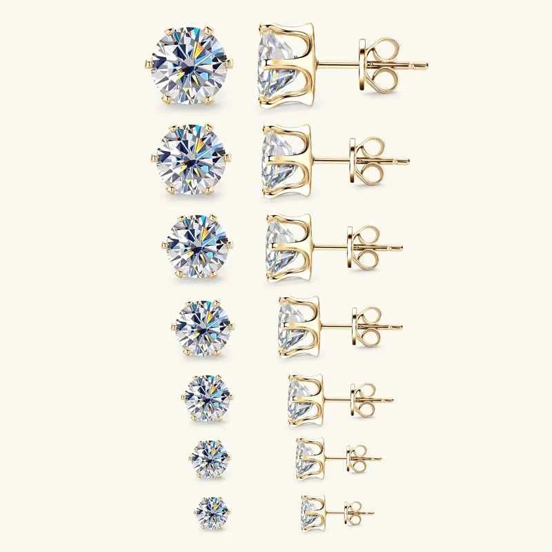 Moissanite Stud Earrings – 925 Sterling Silver D Color 3–9mm Certified Unisex Jewelry | Melisande
