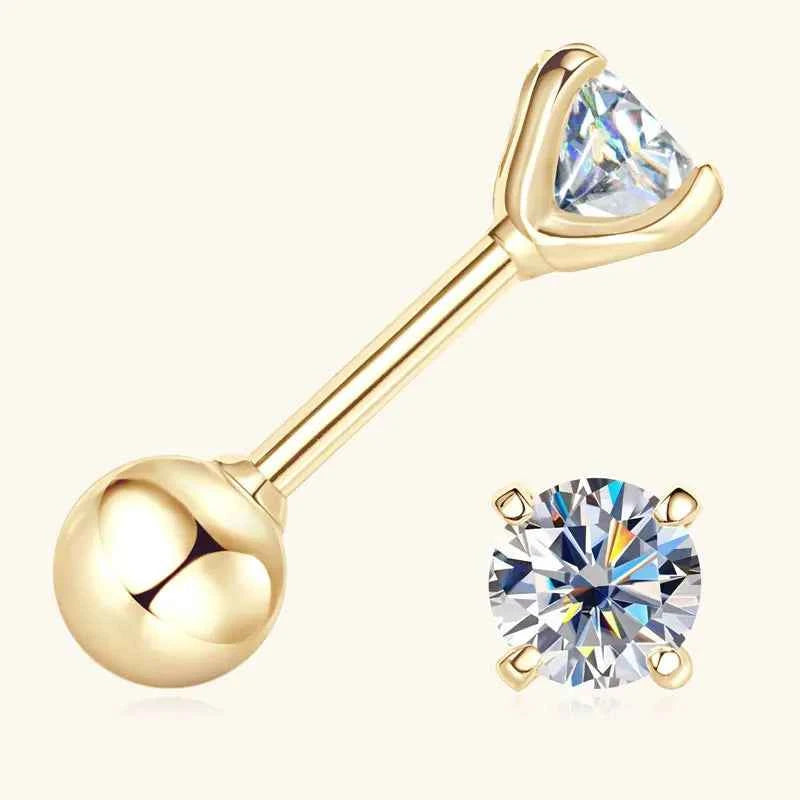 Moissanite Stud Earrings – 10K Yellow Gold D Color VVS1 Certified Wedding Jewelry | Melisande