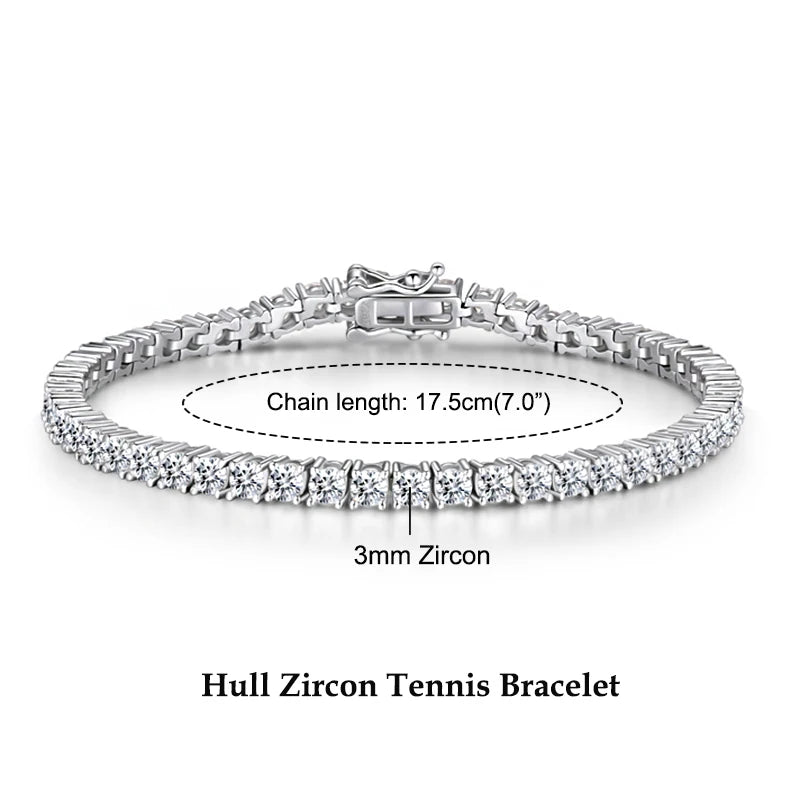 Moissanite Tennis Bracelet, 925 Sterling Silver, 14K Gold Plated, 3mm & 5mm D VVS1 Round Stones – Women’s Fine Jewelry – Melisande