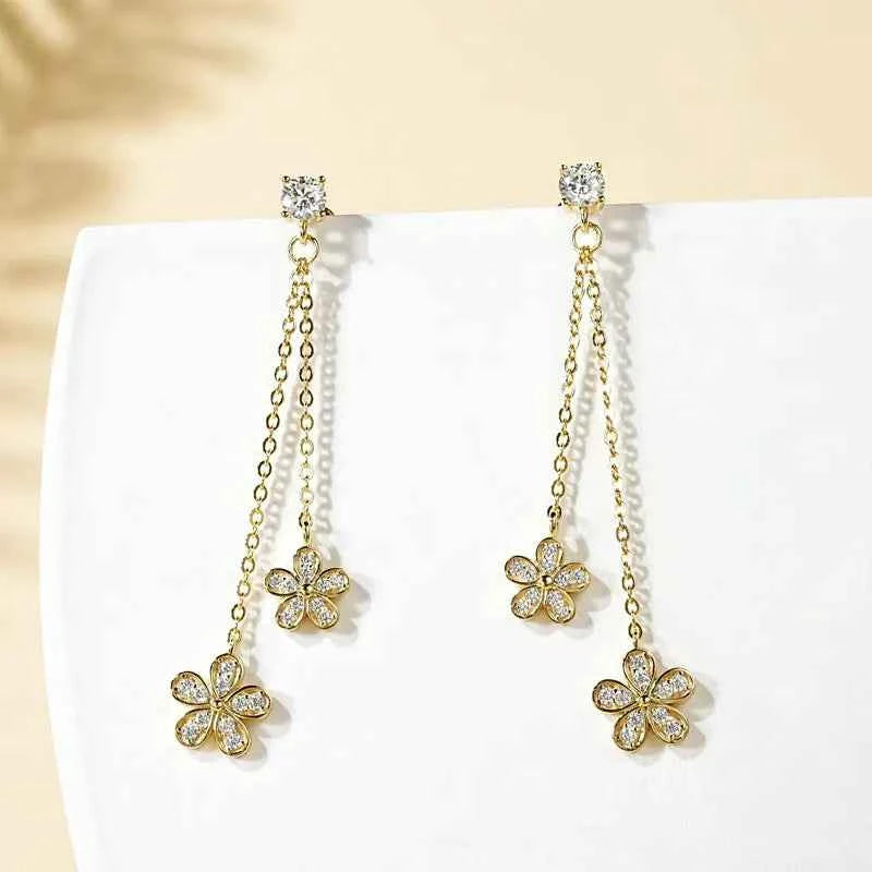 Moissanite Star Tassel Earrings – 925 Sterling Silver Certified Drop Dangle Jewelry | Melisande