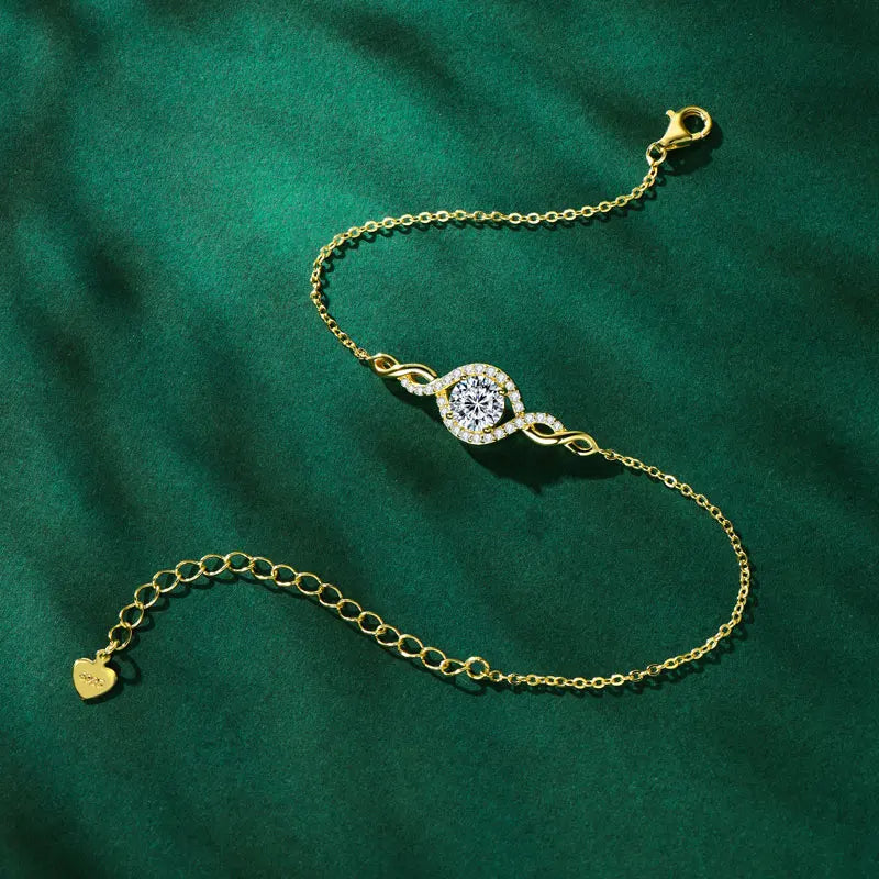 Moissanite Infinity Bracelet – 925 Sterling Silver 1.0ct 6.5mm Evil Eye Adjustable Women’s Jewelry | Melisande