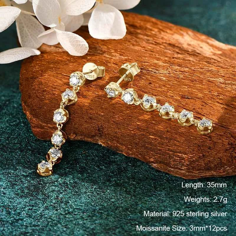 Moissanite Star Tassel Earrings – 925 Sterling Silver Certified Drop Dangle Jewelry | Melisande