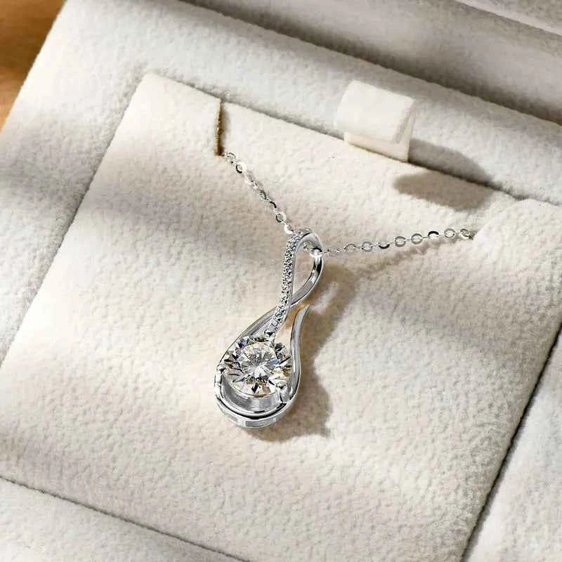 Anziw 7x10mm 2ct Pear Cut Moissanite Infinity Pendant Necklace for Women 925 Sterling Silver Adjustable Chain Fine Jewelry Gift