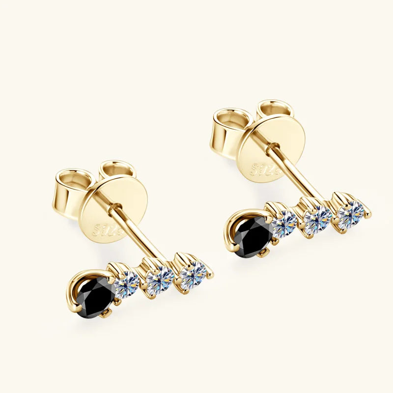 0.38cttw Black & White Moissanite Earrings – 925 Sterling Silver Drop Stud Jewelry | Melisande