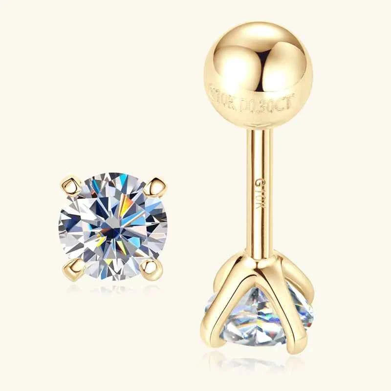 Moissanite Stud Earrings – 10K Yellow Gold D Color VVS1 Certified Wedding Jewelry | Melisande