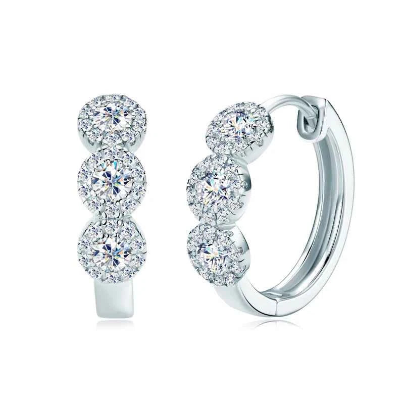 Solitaire 6.5mm 1.0ct Moissanite Hoop Earrings, Real 925 Sterling Silver – Melisande
