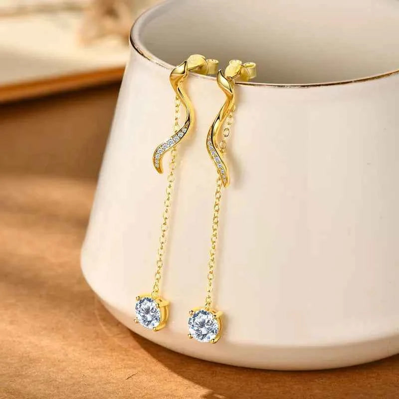 Moissanite Star Tassel Earrings – 925 Sterling Silver Certified Drop Dangle Jewelry | Melisande