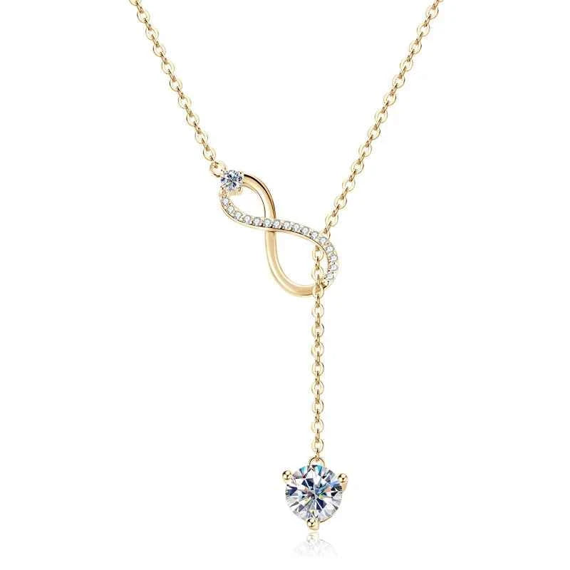 Infinity Necklace – 925 Sterling Silver Y-Shape Pendant 6.5mm D Color Moissanite | Melisande