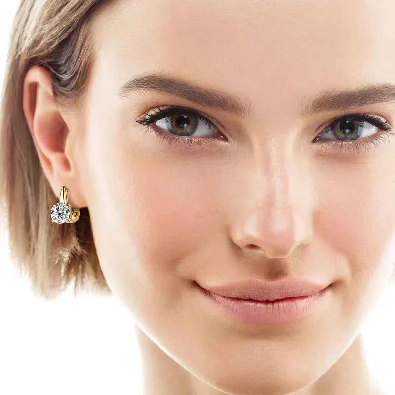 2.0ct 8mm D Color Moissanite U-Shape Hoop Earrings, 925 Sterling Silver Solitaire Design – Melisande