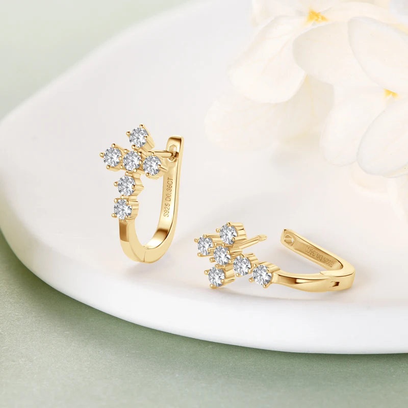 Cross Moissanite Hoop Earrings – 925 Sterling Silver – 2.5mm Certified Stones – Unisex Faith-Inspired Fine Jewelry | Melisande