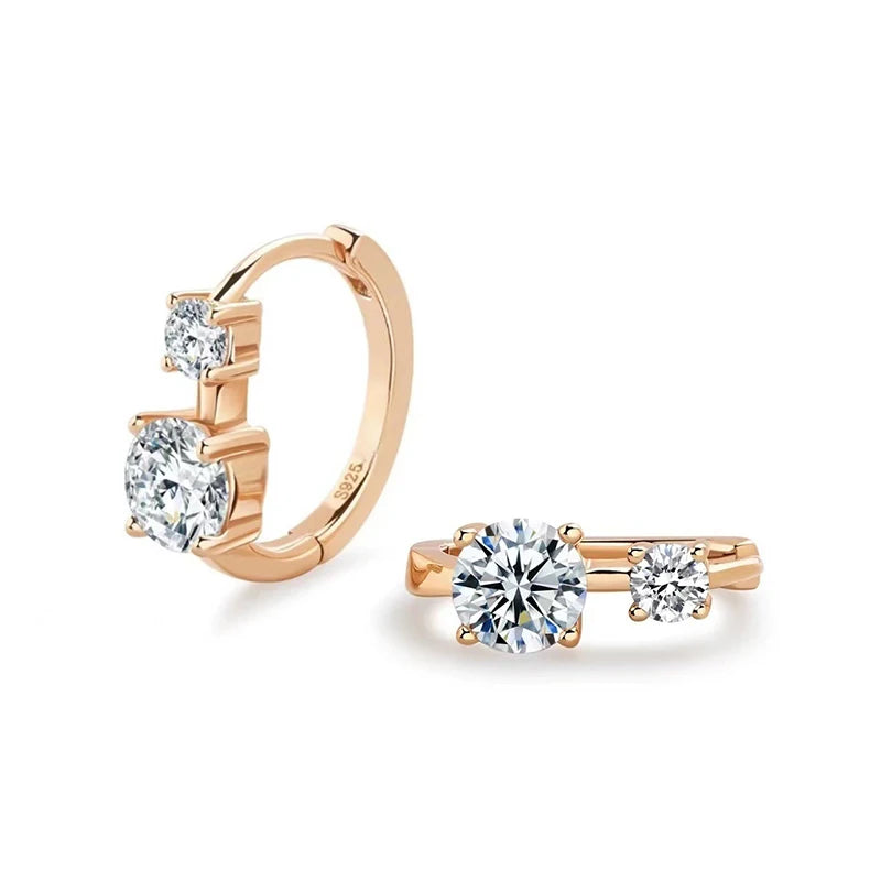Gold Plated Double Moissanite Hoop Earrings – 925 Sterling Silver 6.5mm & 4mm Certified Jewelry for Women | Melisande