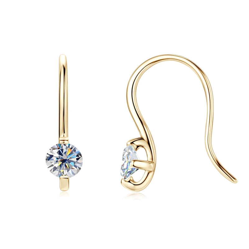 Moissanite Drop Hook Earrings – 925 Sterling Silver 4mm Round | Melisande