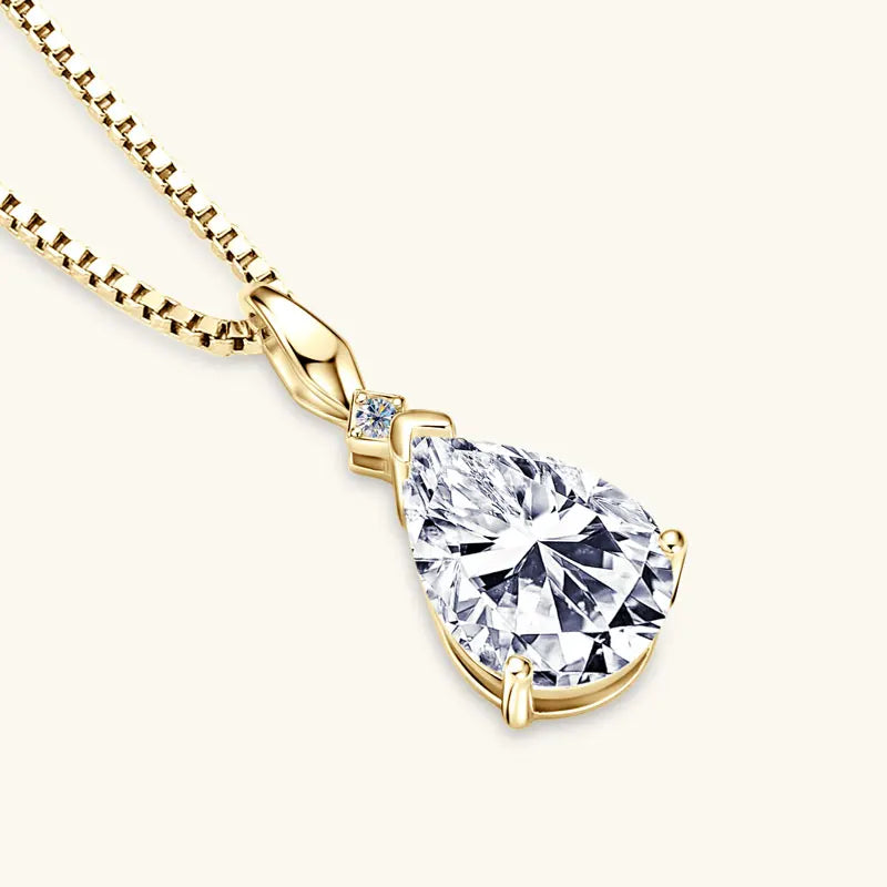 4ct / 2ct / 1.5ct Pear Cut D Color Moissanite Waterdrop Pendant Necklace,  – Melisande