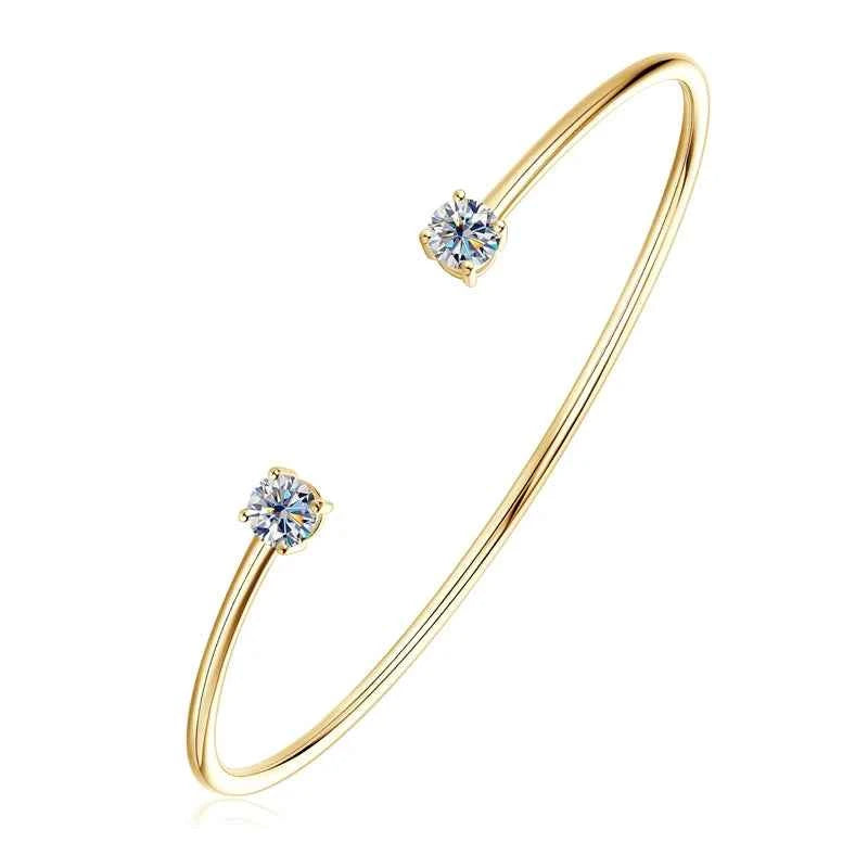 Moissanite Bangle Cuff – 925 Sterling Silver 0.5ct D VVS1 5mm | Melisande