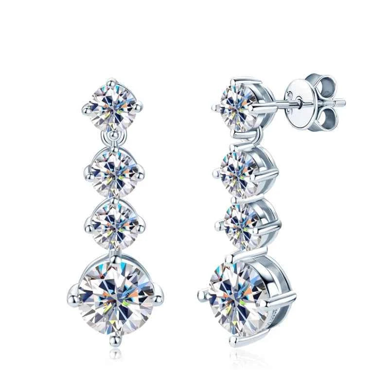 Certified 1CT 2CT Moissanite Earrings Long Drop Earrings Dangle Piercing Ear Wedding Jewelry Original 925 Silver for Women Gift