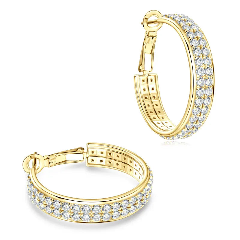 Pavé Moissanite Hoop Earrings – 925 Sterling Silver Full Stone Women’s Fine Jewelry | Melisande